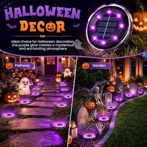 SOLPEX Halloween Solar Lights Outdoor, Halloween Decorations 10 Pack Purple - Image 2