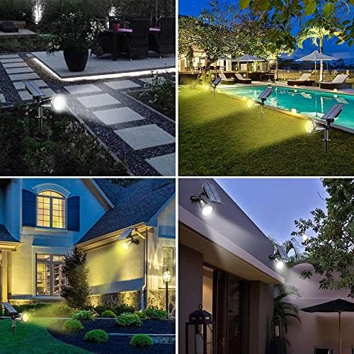 Solar Landscape Lights, 4 LED Solar Spotlights 2 in 1 Waterproof Security Light Solar Lights Outdoor for Tree,Patio,Yard (White) - Image 6