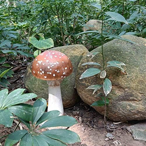 Mushroom Decor Outdoor Garden Statue - Garden Gnome's Favorite Garden Decoration Patio Decor (11.8", Brown) - Image 4