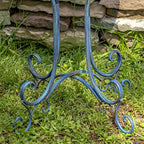 Zaer Ltd. Deep Well Made Metal Birdbath with 2 Cast Iron Birds and Leaf Decoration (Frosted Blue) - Image 5