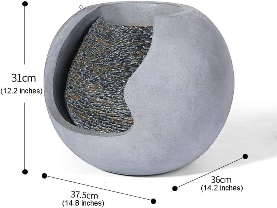 Tabletop Water Fountain Creative Tabletop Fountain Geometric Fountain Resin Water Fountain for Indoor Outdoor Garden Terrace Waterfall Fountain Gift Tabletop Fountain(B) - Image 2