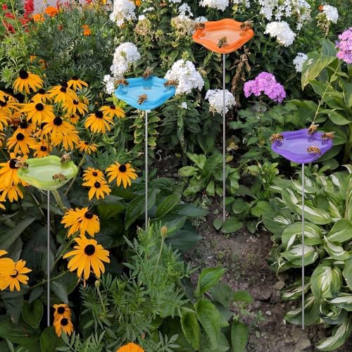 4 Pack Resin Flower Water Stations Cups Garden Stakes, Rainbow, Classic - Image 5