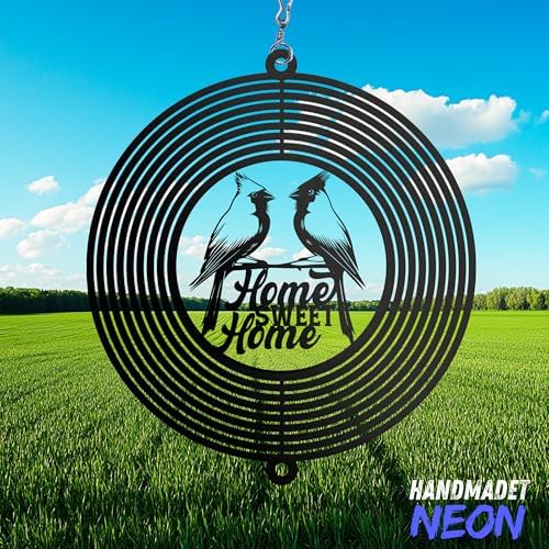 Personalized Wind Spinner Sublimation Hummingbird Custom Name Flowers Metal Art Laser Cut Design 3D Decor for Garden Yard Outdoor Indoor Lawn Patio Porch Birds Lover Presents (Red Cardinal Bird) - Image 2