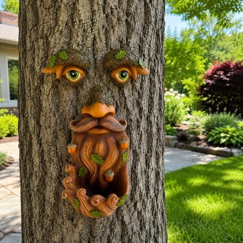 Mood Lab Tree Face Decor with Acorns - Old Man Tree Face Garden Hugger Decoration - Outdoor Tree Decoration - Image 4