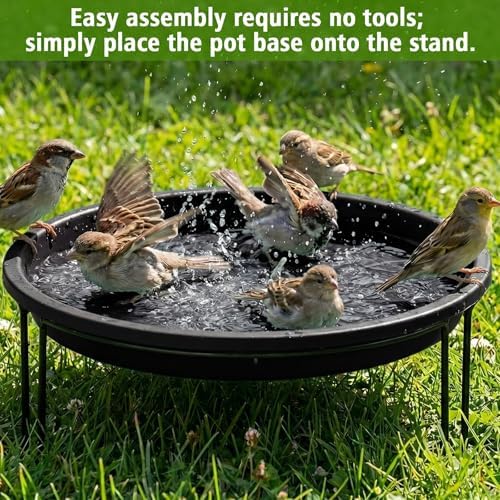14.37'' Ground Bird Bath for Outside Large Bird Bath, Black - Image 4
