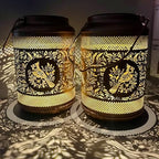 Solar Hanging Lanterns Outdoor Waterproof, 2 Pack Metal Decorative Lights by HGRXIJtz