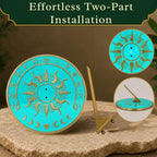 Renovators Supply Manufacturing Solstice Brass Sundial Blue Verdigris Finish 10" Dia Vintage Sun Dial Garden Or Lawn Clock Compass NESW Plaque Round Patio Outdoor Compass Sundials for Yards - Image 7