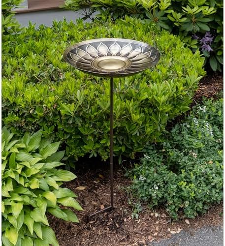 Achla Designs African Daisy Birdbath, Brass, with Stake - Image 4