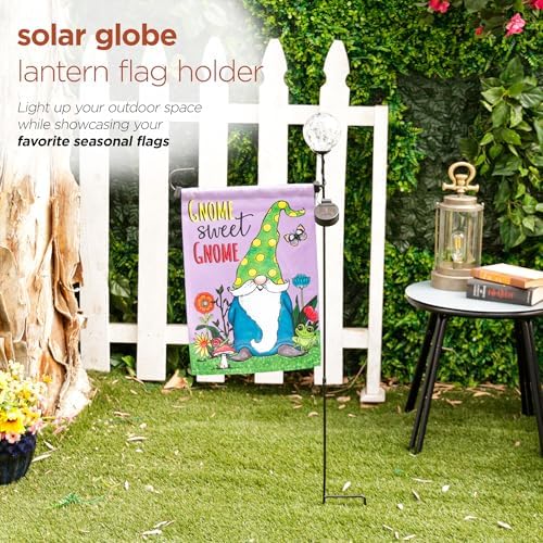 Alpine Corporation 43" Tall Solar Lighted Globe Garden Flag Holder Stakes with Decorative LED Lights - Image 5