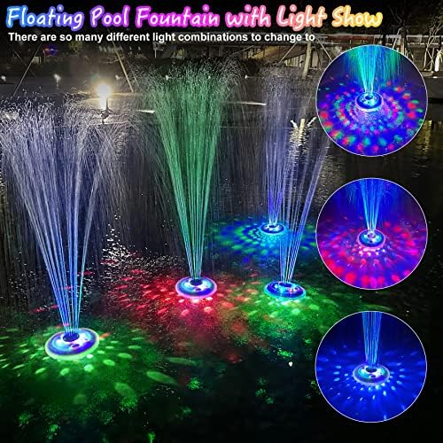 LanPool Floating Water Fountain with Underwater Lights, Powered Pump Outdoor, 3 Modes Sprinkler Waterfall Fountain for Inground Above Ground Pool, Pond-Blue-1PC - Image 3