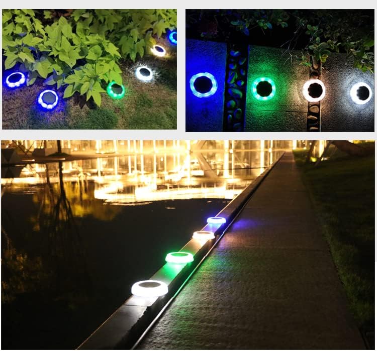 Solar Ground Lights Waterproof Solar Disk LED Yard Lights Outdoor Garden Landscape Lighting for Yard Deck Lawn Patio Pathway Walkway (4PACK) (Four Single Color(R,G,W,WW), 4) - Image 6