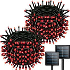 Solar Christmas Lights Outdoor 2 Pack 144FT 400LED Solar String Lights Red by Halloween