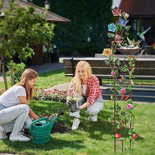 YADOOLIFE 57” Bird Bath with Garden Trellis for Climbing Plants Outdoor, Small Decorative Trellises Metal Birdbath Bird Baths, 1 Piece (Butterfly) - Image 6
