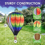Premier Kites 22 in. Hot Air Balloon - Double Chevron Rainbow - Image 3