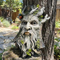 10" Whimsical Tree Face Sculpture, Garden Peeker Statue, Outdoor Trunk Tree Huggers Art, Landscape Accent Ornament, Hanging Fairy Elve Figurine for Yard Art, Trees Decor Wall Mounted Statues by EuirostWelcometovisit