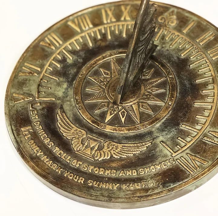 NauticalMart Colonial Sundial Solid Brass with Let Others Tell of Storms and Shower, I'll Only Mark Your Sunny Hours Sundial Outdoor Sundial Gift A Great Present for Friends, Couples, Parents - Image 4