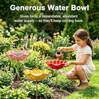Handmade Metal Flower Garden Stake Bird Bath Bowl, Pink-3abc - Image 2
