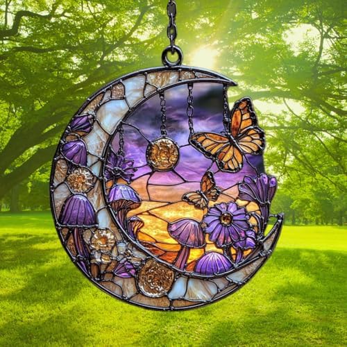 Boho Forest Mushroom Butterfly Acrylic Suncatcher - Image 3