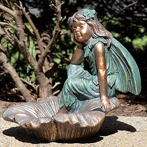 Zaer Ltd. Large Magnesium Fairy Statues for Outdoor Use (Fairy Sitting on Flower Bowl Gardenia) - Image 5