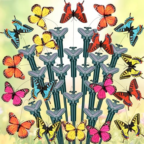 Rossesay 18 Pcs Butterfly Solar Flying Moving Fluttering, Garden Stakes by Rossesay