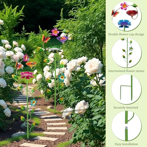 Bee Watering Station for Garden, Double-Flower Bee Bath 4 Pack - Image 4