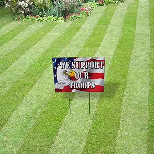 Weatherproof Yard Sign Military We Support Our Troops Background Lawn Garden 18x12 Inches 2 Sides Print Design Only - Image 4