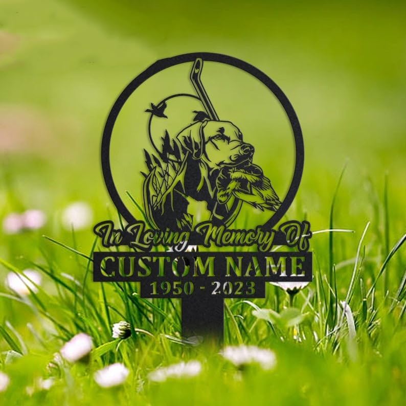 DINOMAN Personalized Memorial Plaques for Outdoors Dog Duck Hunting Grave Marker Metal Garden Stakes Hunter Memorial Gifts Sympathy Gifts for Loss of Loved One (Duck Hunting) - Image 4