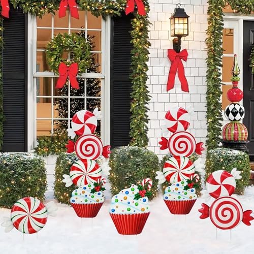 3 Pack Christmas Garden Stakes 32.5in Candy Dessert Metal Holiday Decor - Image 6