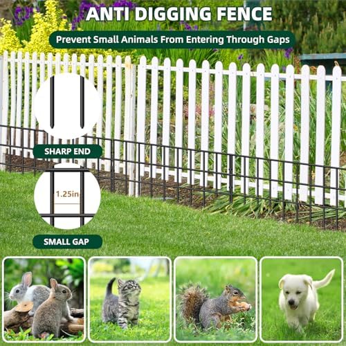 31ft(L) x 13in(H) Animal Barrier Fence, 22 Panels No Dig Garden Fence for Dog Rabbit, Rustproof Anti Digging Barrier, Garden Edging Border Ground Defense for Outdoor, Yard, Patio - Image 6
