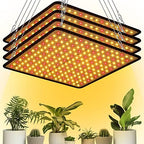 Liliful 4 Pcs Grow Lights Panel 200W Artificial Full Spectrum Grow Lamps with 225 LEDs for Indoor Outdoor Seedling Tent Flowe(Warm White, Red) by Liliful