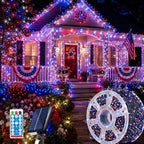 Red White and Blue Solar Lights, 800 LED 335ft Patriotic Solar Lights Outdoor, with Reel Design 8 Modes Auto On/Off Remote IP65 Waterproof,4th of July Light for Patio Garden Tree Decor by UMEUCDecorativeLights