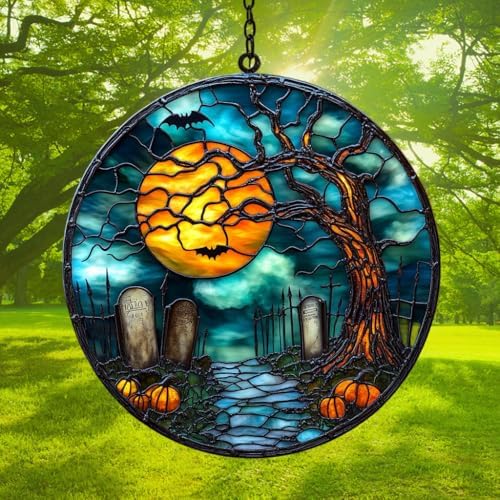 Tomb Graveyard and Bats Acrylic Suncatcher - Image 3