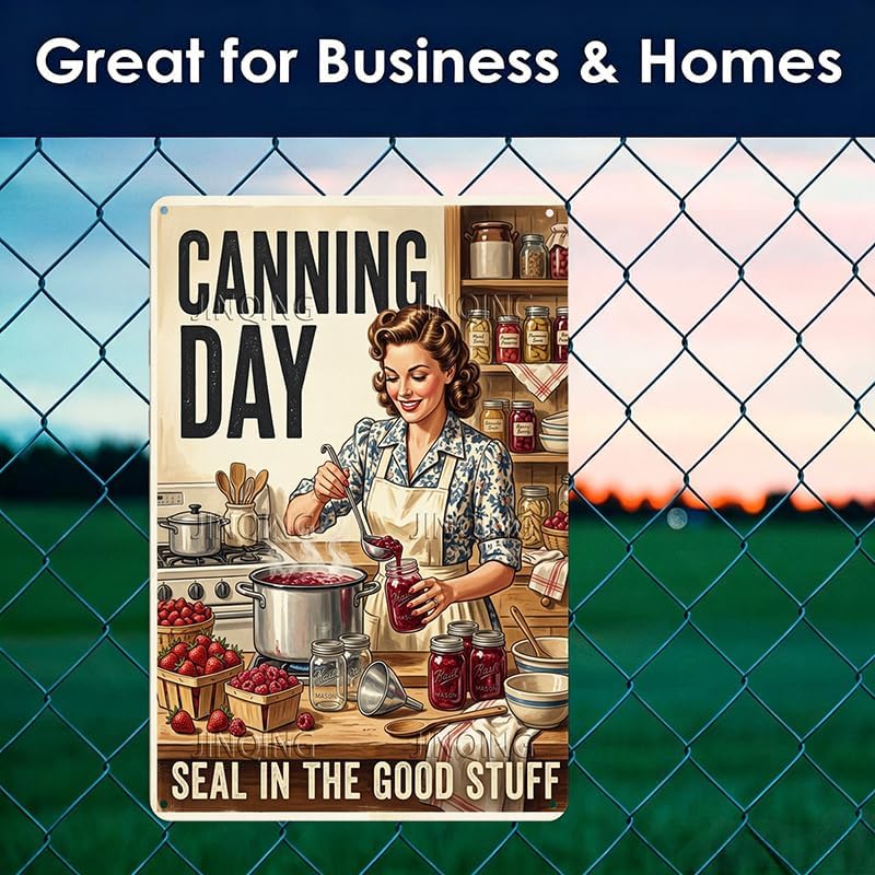 Woman Canning Berry Preserves Tin Sign 8x12Inch - Image 5