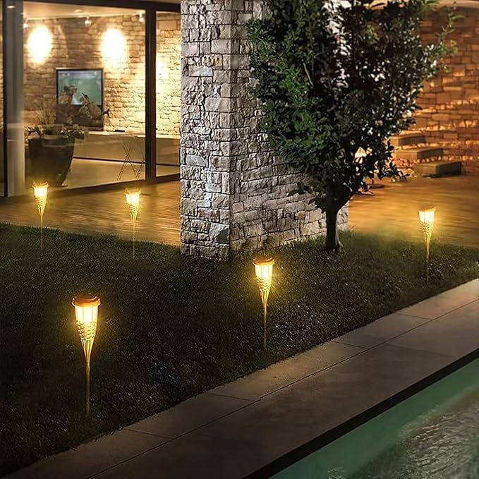 Solar Outdoor Lights, Solar Torch Lights Outdoor Flickering Flame, Outdoor Decorations for Patio Path Yard (2 Piece) - Image 2