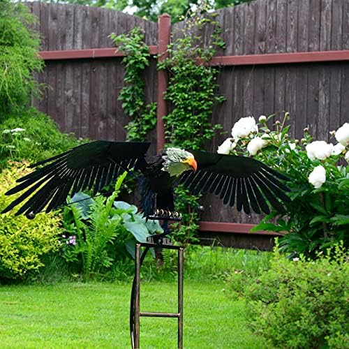 Garden Eagles Stake Ornament Art Bird Flapping Windmill Outdoor Metal Stake Rocking Balancing Flying Wind Spinner Yard Vintage Sculptures,Black,116 * 41cm - Image 4