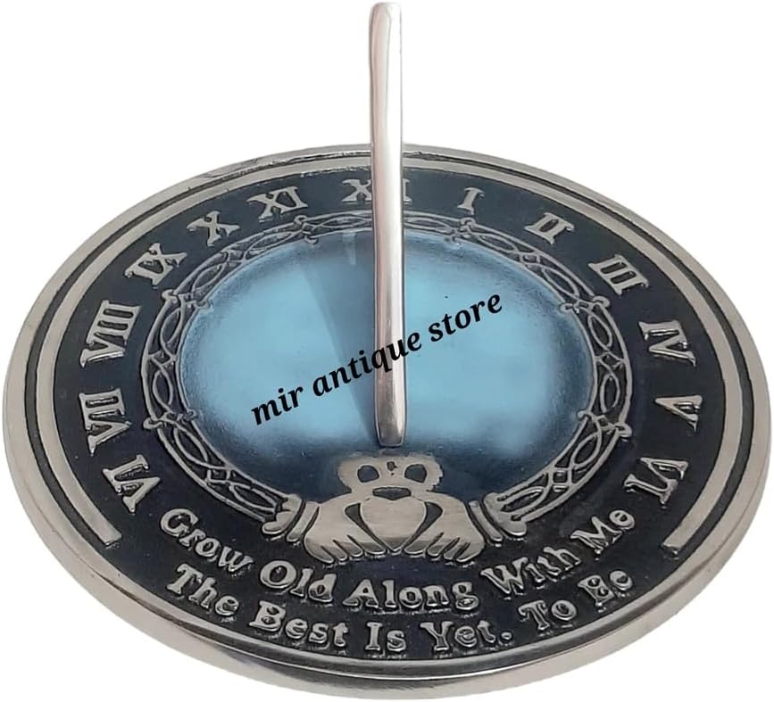 10" Brass Sundial Clock – Grow Old with Me Garden Timepiece – Antique Finish with Roman Numerals – Elegant Outdoor Decor for Garden, Patio & Yard by Unknown