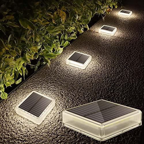 Lacasa Solar Deck Lights Outdoor Waterproof LED, Step Lights Solar Powered Driveway Dock Lights Marine, White 4000K, Dusk to Dawn, for Garden Steps Yard Patio Pathway, Square, 4 Pack by Lacasa