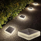 Lacasa Solar Deck Lights Outdoor Waterproof LED, Step Lights Solar Powered Driveway Dock Lights Marine, White 4000K, Dusk to Dawn, for Garden Steps Yard Patio Pathway, Square, 4 Pack by Lacasa