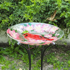 MUMTOP Outdoor Glass Birdbath with Metal Stand for Garden Cardinal Decor - Image 3