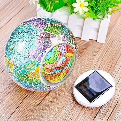 Mosaic Glass Solar Table Light,WONFAST Waterproof Color Changing Mood Night Lights Solar Outdoor Desk Lamp for Bedroom Party Garden Patio Yard Decoration Lighting (Tricolor Plating) - Image 3