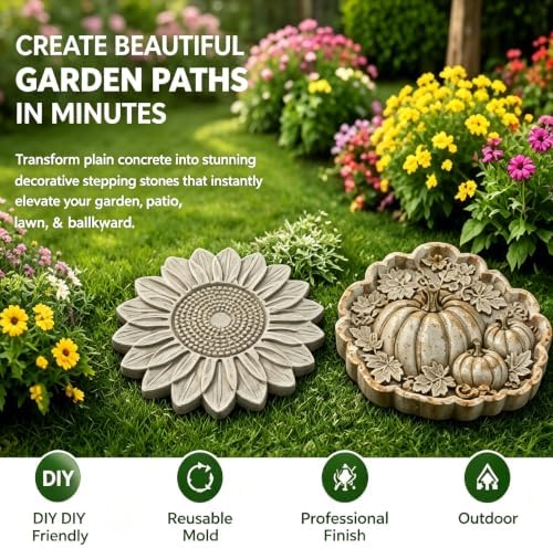 Hummingbird Garden Art Stepping Stone Mold, Reusable Sunflower Stepping Stone Molds, 3D Large Animal-Themed Garden Art Paver Molds, Heavy Duty Silicone Flower Cement Tool, for Concrete Walkway (E) - Image 2