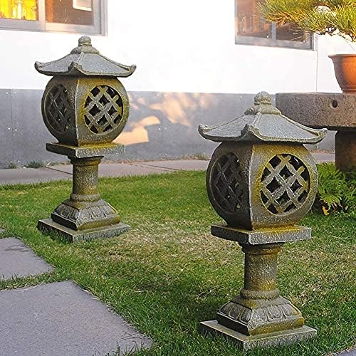 Garden Statue Animal Sculpture Outdoor Decor Gift Resin Outdoor Statues Ornaments, Pagoda Stupa Garden Lantern Sculptures Japanese Style Asian Decor Crafts Patio Yard Figurines(A) - Image 4