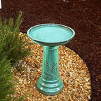 Smart Solar Wingate Outdoor Ceramic Birdbath with Pedestal Stand and Glossy Finish, Elegant Traditional Birdbath for Garden, Mint by SmartSolar
