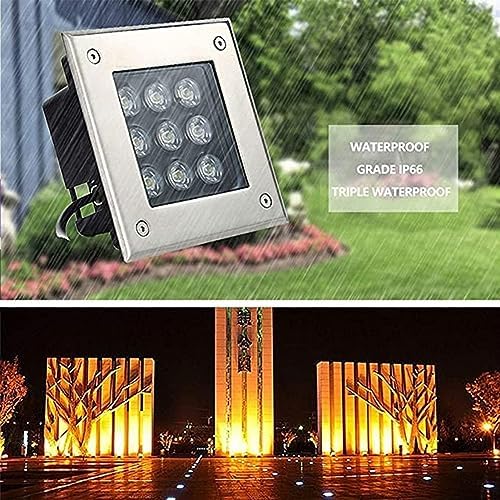 3-36W Landscape Lights - Outdoor Buried Light, 12/24V Square Recessed Spotlight, IP67 Waterproof Walk-in LED Lighting,Outdoor Landscape Garden Ground(Blue,36W(24V)) - Image 7
