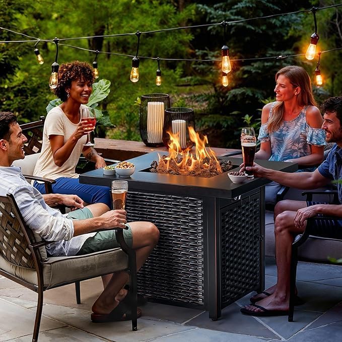 Ciays 32 Inch Propane Fire Pit, CSA-Listed Outdoor Gas Fire Pits 50,000 BTU Steel Fire Pit Table with Lid, Add Warmth and Ambience to Gatherings and Parties On Patio Deck Garden, Black,CIFPT4B - Image 2