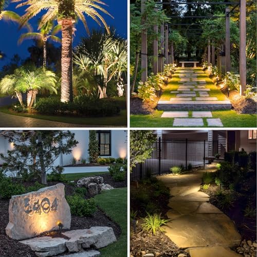 APONUO Solar Spot Lights Outdoor 4-in-1 Solar Landscape Lights Dusk to Dawn Solar Uplights IP65 Waterproof 9.8ft Cable Outdoor Spot Lights for Yard Pathway Garden Tree Decoration (Warm White) - Image 3
