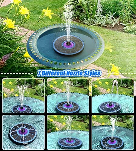 SZMP Solar Fountain Upgraded 100% Glass Panel & Solar Fountain 3.5W Bird Bath Fountains with Flower 2023 Upgraded Glass Panel (Blue) - Image 6
