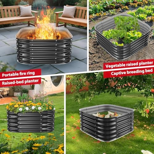Height 16.5 Inch, Square Galvanized Steel Fire Pit for Outside, Heavy Duty Steel Fire Pit In-Ground for Backyard, Camping, Bonfire, Flower Raised Garden Bed for Garden (2.3x2.3x1.5ft) - Image 7