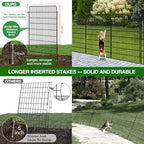 10 Panels Garden Fencing Animal Barrier, 48 in(H) X 24 Ft(L) Dog Fence Outdoor for Yard Rustproof No Dig Decorative Tall Garden Fence Metal Wire Panel Border Rabbit Ground Stakes Fencing - Image 4