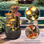 5 Tier Outdoor Indoor Water Feature Fountain, Flamingo Ornamental Cascading Waterfall with 5 LED Lights for Garden, Deck, Backyard, Patio - Image 5